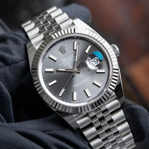 silver rolex datejust|Rolex Datejust 41mm silver dial.